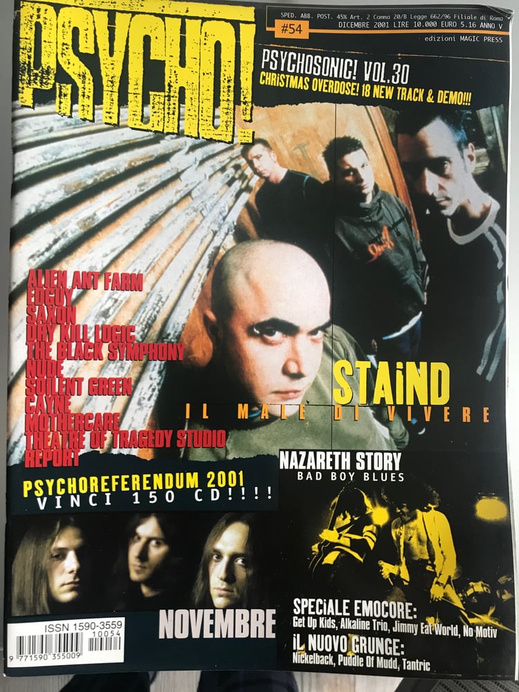 Image of PSYCHO! N. 54 (DICEMBRE 2001) - SENZA CD - SOLO 5 COPIE DISPONIBILI!!! RARISSIMO!!!