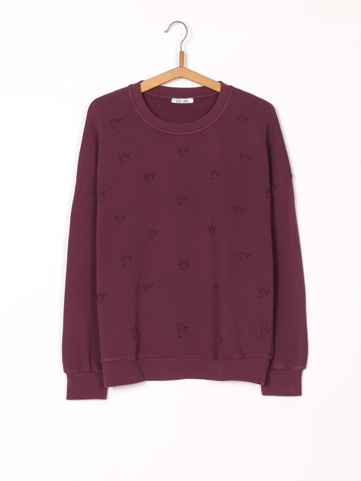 Image of Sweat broderies colombes AUGUSTIN bordeaux 95€ -60%