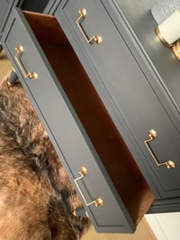 Image 4 of Smaller Dark grey stag chest of drawers 