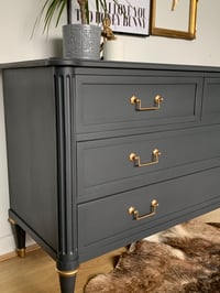 Image 3 of Larger Mahogany Stag chest of drawers dark grey