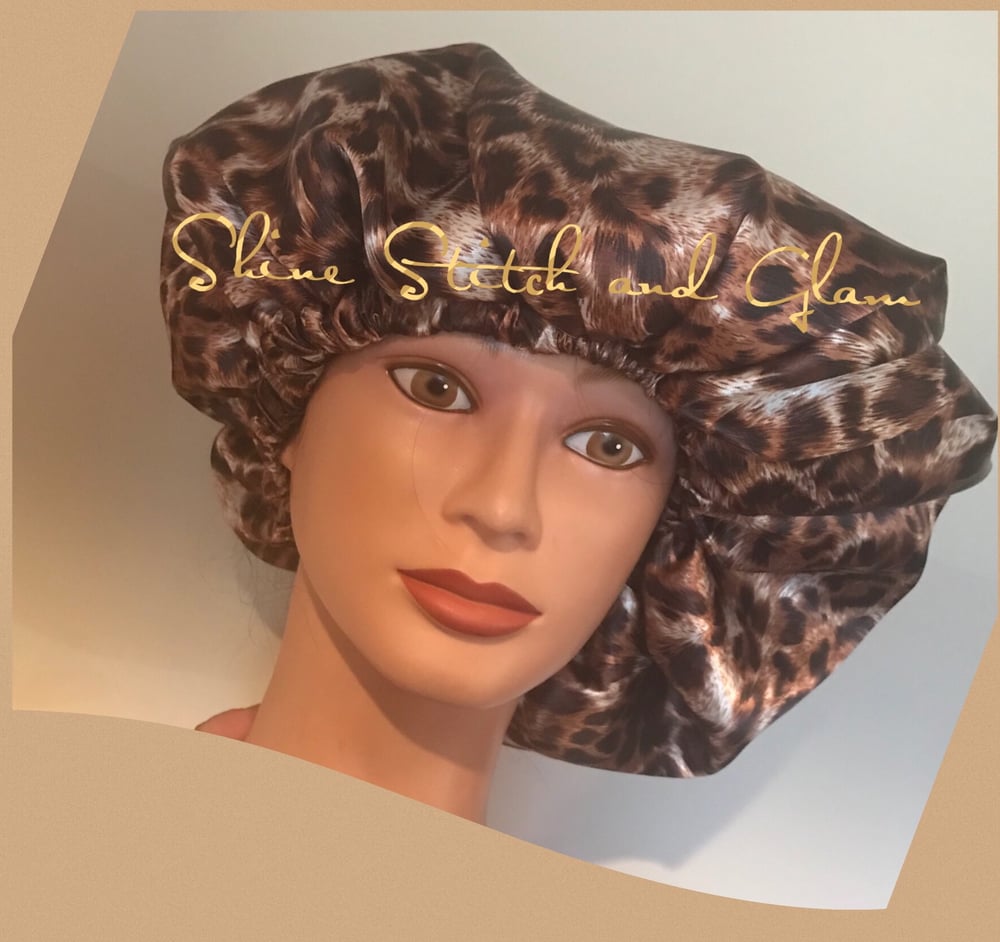 Image of Wild Leopard Satin Bonnet