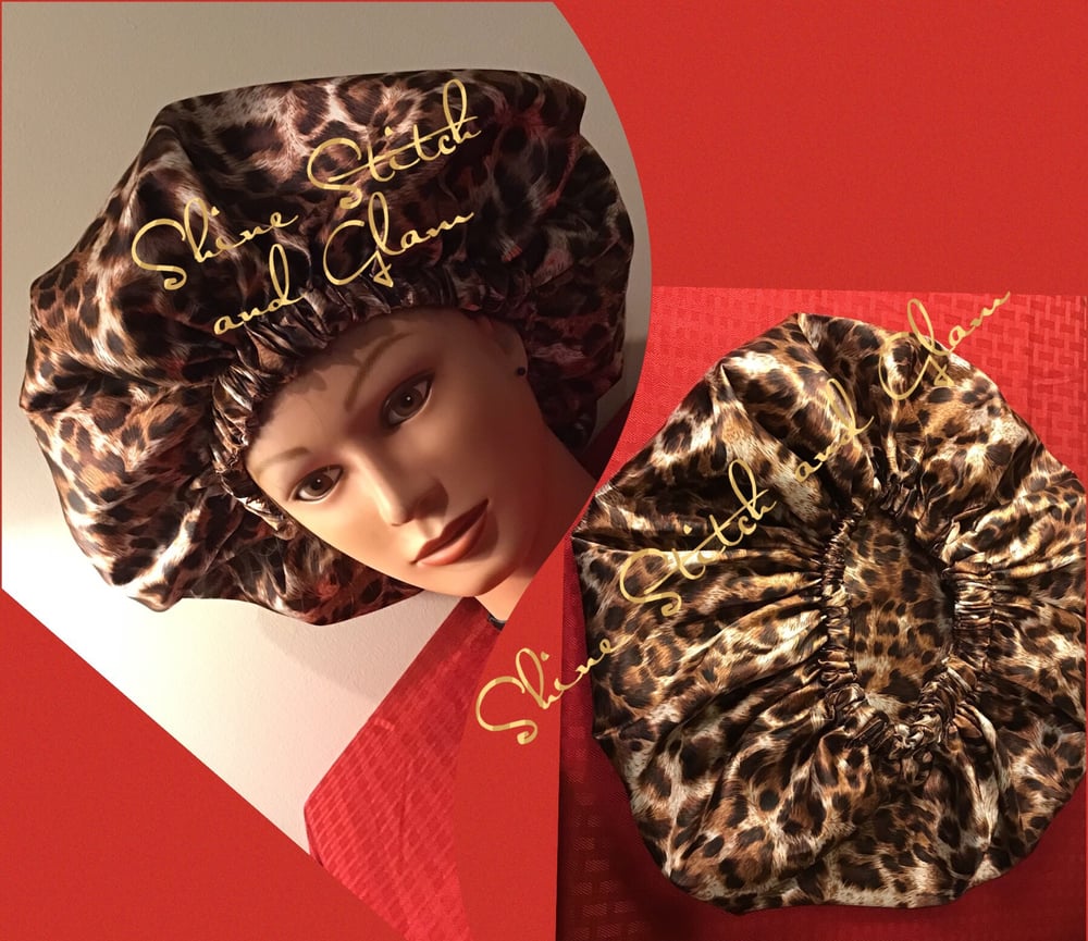 Image of Wild Leopard Satin Bonnet