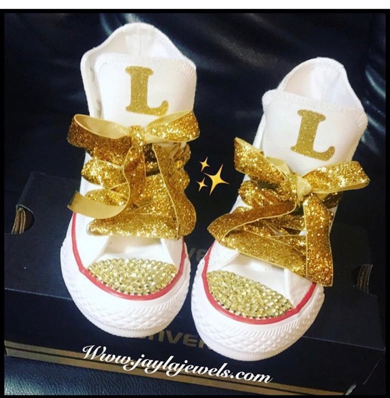 Image of Gold jeweled initial converses