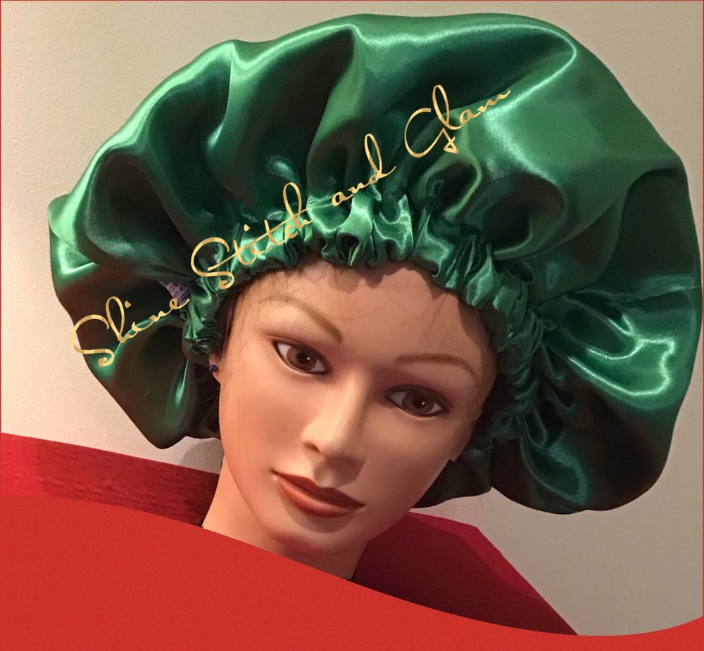 Image of Glam Gorgeous Green Satin Bonnet