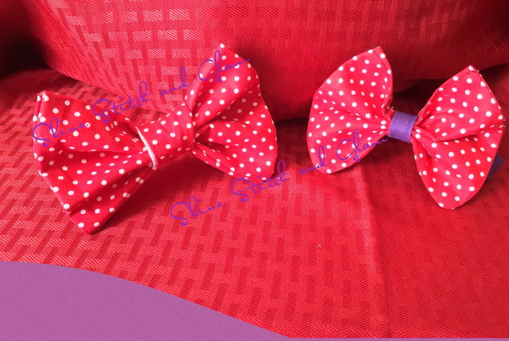 Image of Red & Royal Drizzle Polka Dot Bow tie 