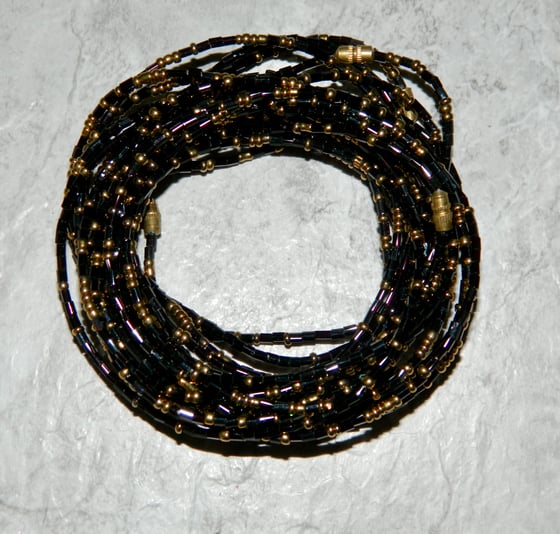 Image of Black and Gold Glass Waistbead 