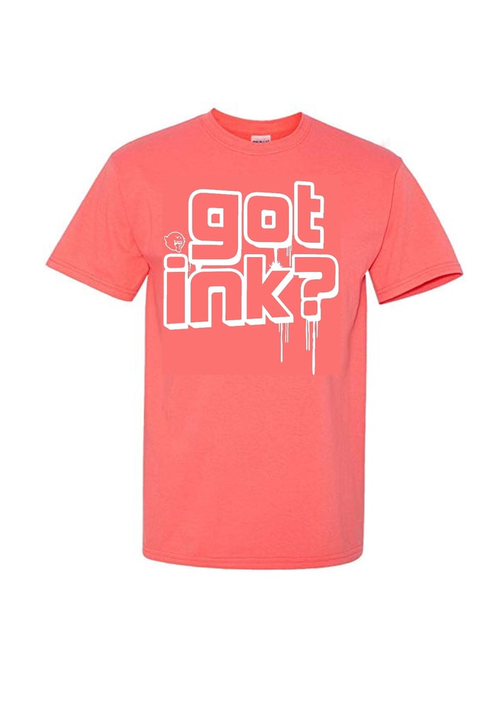 Image of Classic  Got Ink? Ladies T-Shirt (Coral/White)