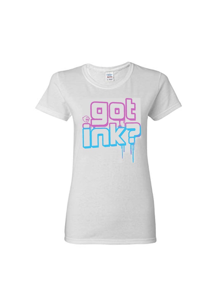 Image of CLASSIC GOT INK? LADIES T-SHIRT (White/Cotton Candy)