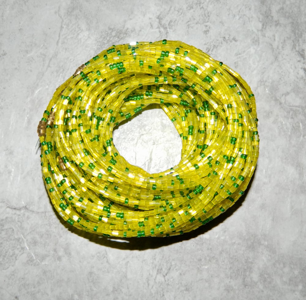 Image of Yellow and Green Glass Waistbead 