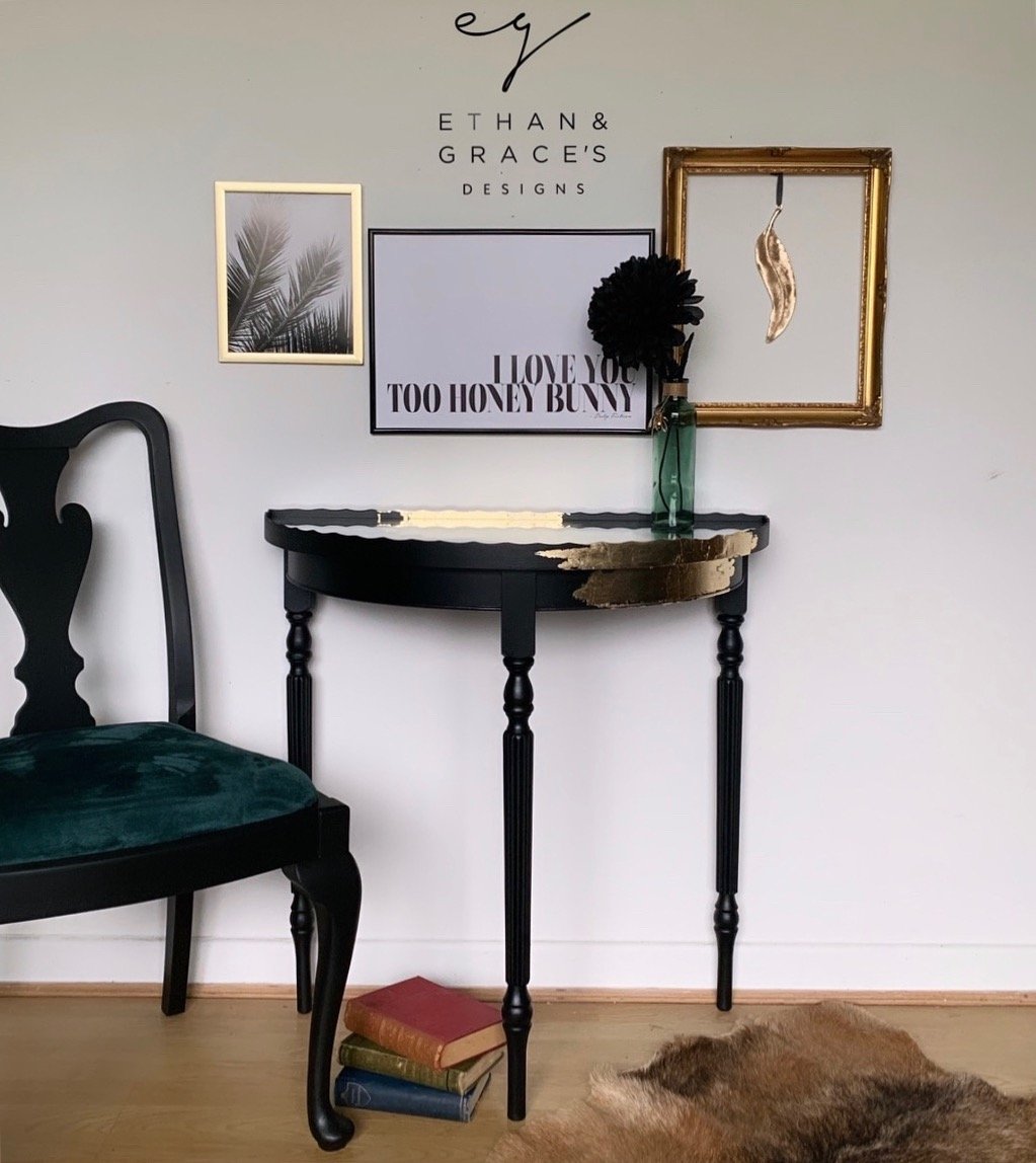Image of Black & Gold half moon table