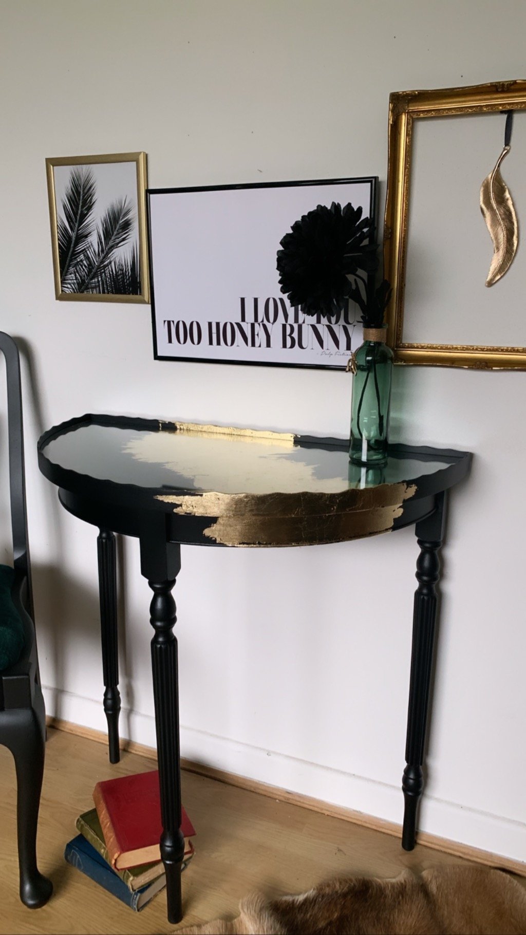 Image of Black & Gold half moon table