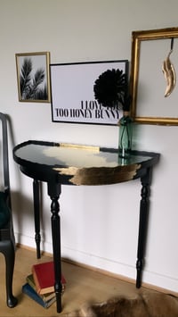 Image 1 of Black & Gold half moon table