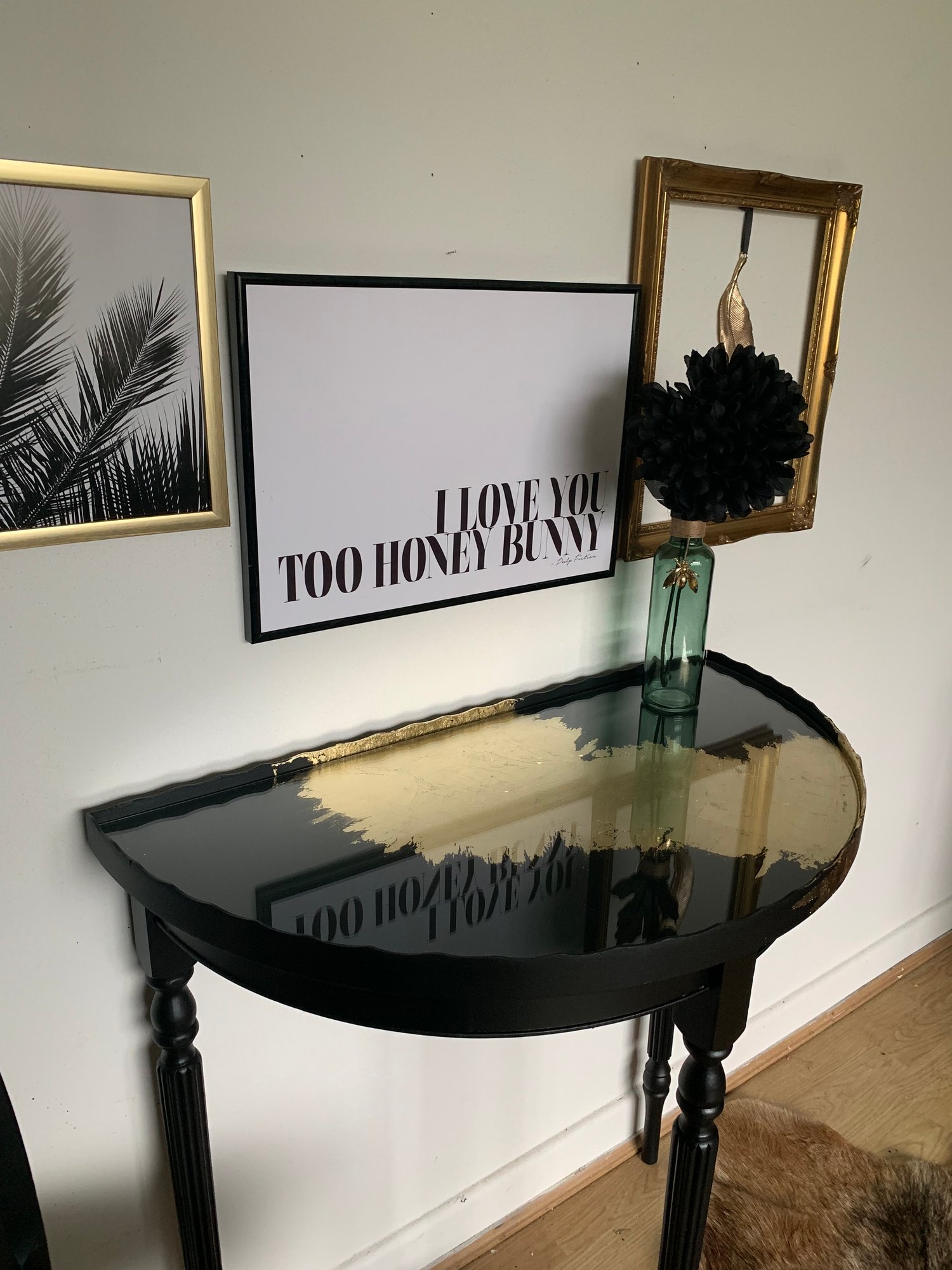 Image of Black & Gold half moon table