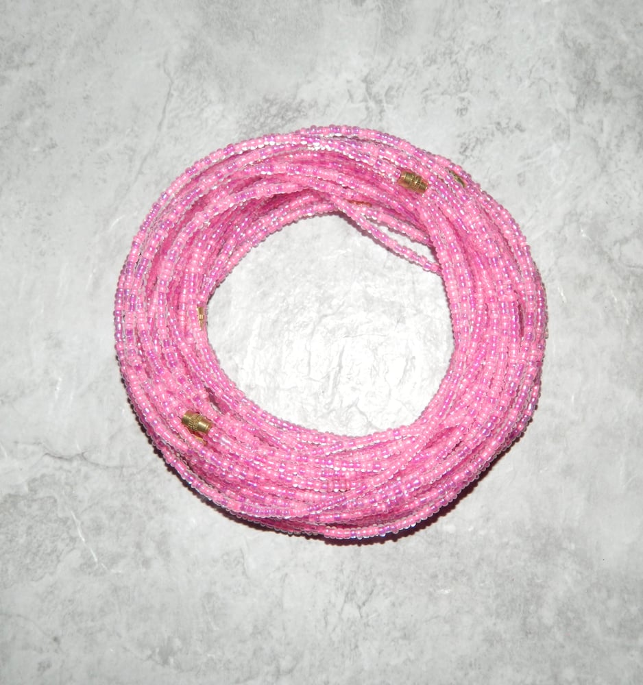 Image of Clear Pink and Magenta Waistbead 