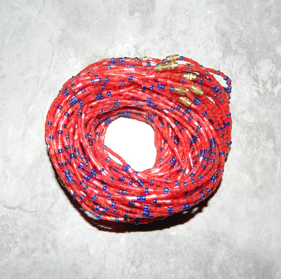 Image of Red and Violet Glass Waistbead 