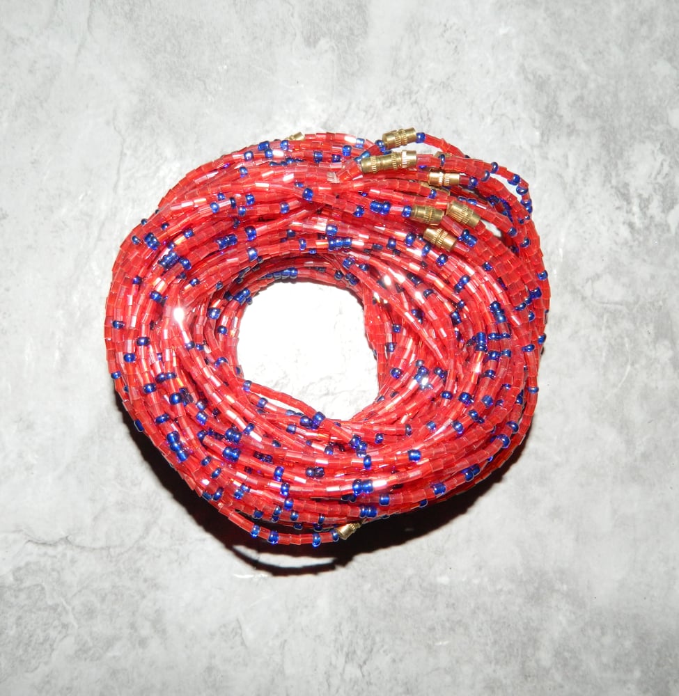 Image of Red and Violet Glass Waistbead 
