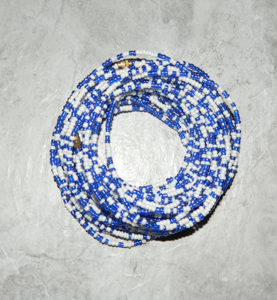 Image of Blue and White Waistbead 