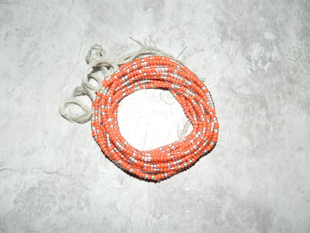 Image of Red and Clear Tie Waistbead 