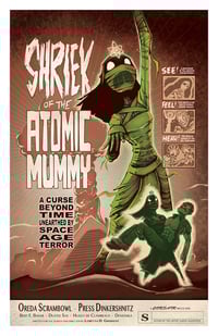 "SHRIEK OF THE ATOMIC MUMMY" signed poster