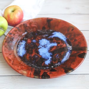 Image of Art Pottery Plate with Abstract Design, Contemporary Dinner Plate, Made in USA