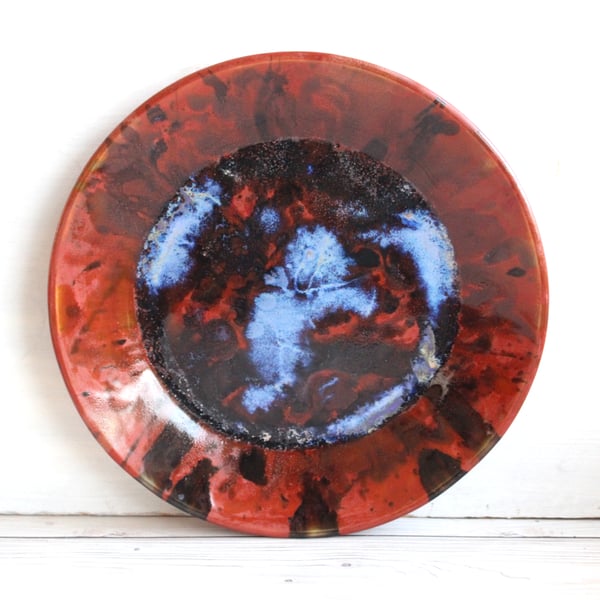 Image of Art Pottery Plate with Abstract Design, Contemporary Dinner Plate, Made in USA