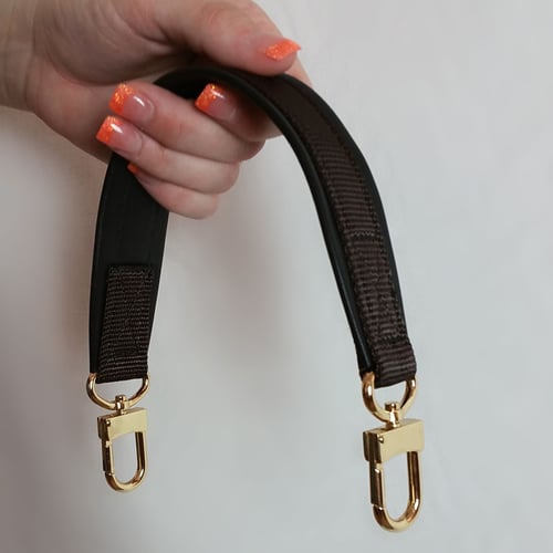 Image of Black Leather Grab/Top Handle with Nylon Accent - 1.5" Wide Handle - 9 Nylon Colors - #16XLG Hooks