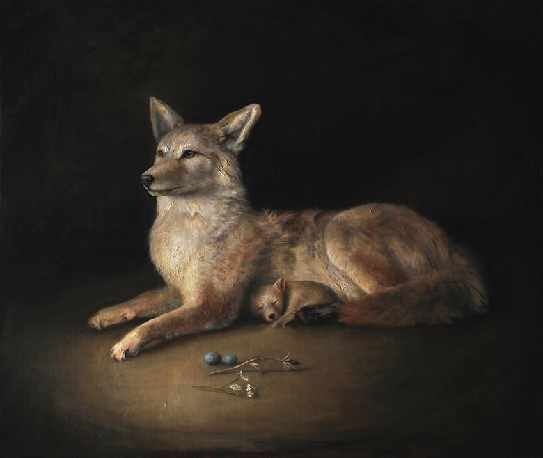 Image of Luke Hillestad 'Coyote Mother' original oil painting