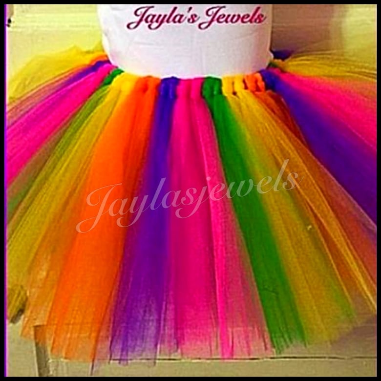 Image of Rainbow tutu with matching hair bow