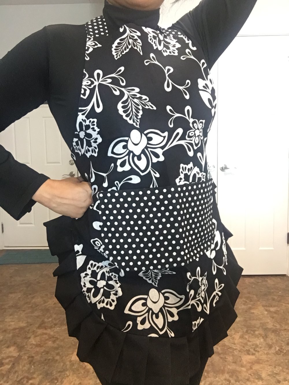 Image of Kitchen Apron Dress- Black and White