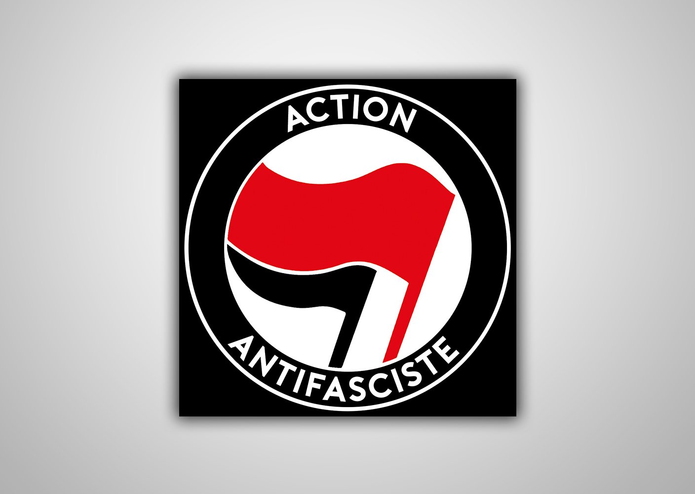 Image of 100 Autocollants "Action Antifasciste" (Drapeau rouge) (Existe en Adhésif ++)