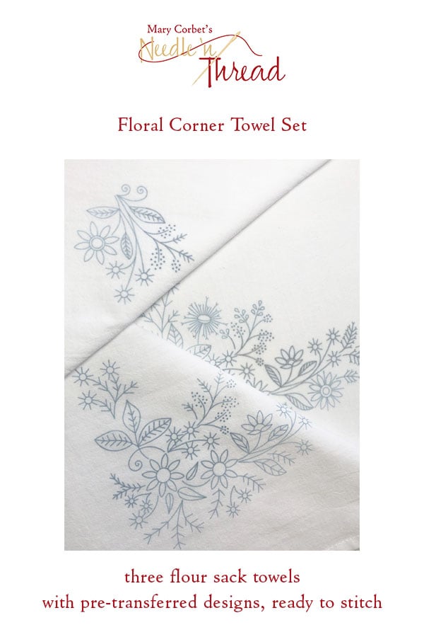 Image of Floral Corners Pre-Transferred Towel Sets