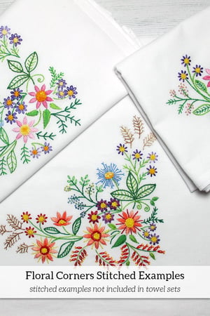 Image of Floral Corners Pre-Transferred Towel Sets
