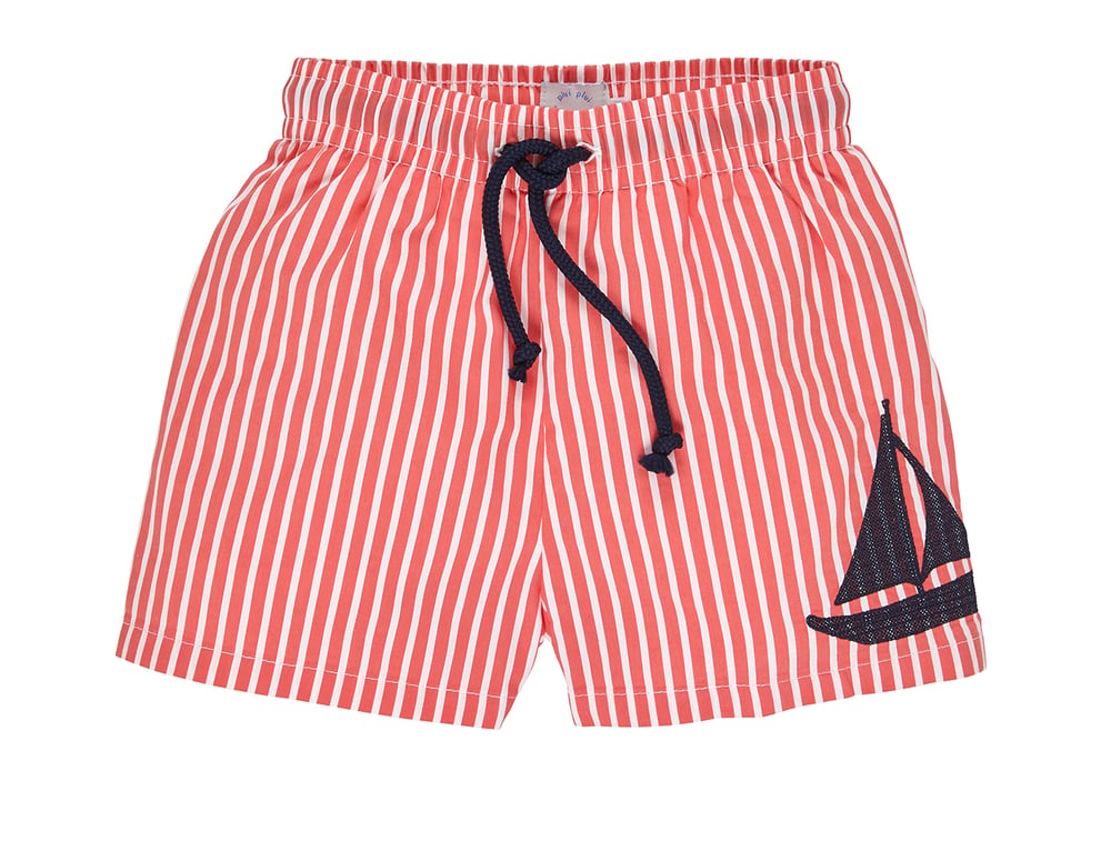 Image of Badeshorts hellrot mit Segelboot Art.500693 (A)