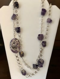 Image 1 of Amethyst stones on Silver chain