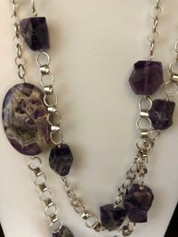 Image 2 of Amethyst stones on Silver chain