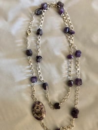 Image 3 of Amethyst stones on Silver chain