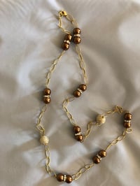 Image 4 of Chocolate Pearls and Crystals on Gold chain