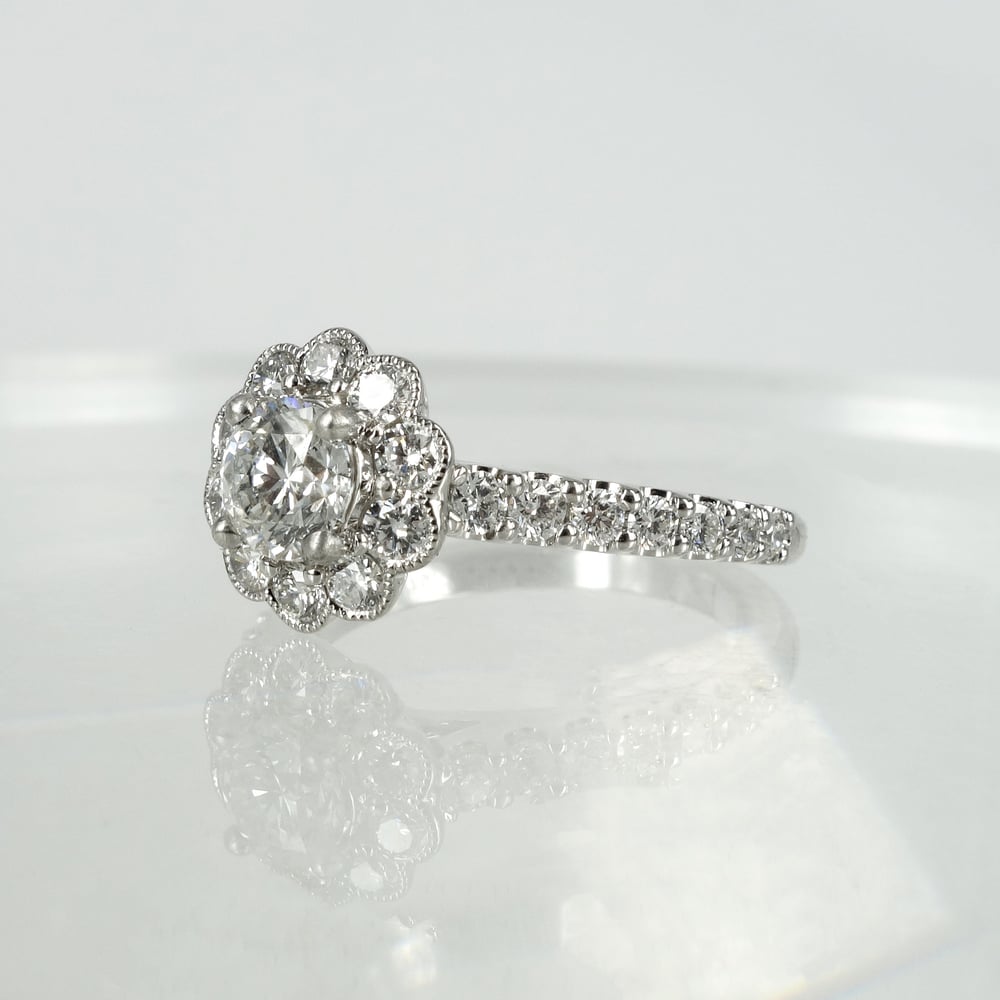 Image of Diamond floral cluster ring. PJ5687