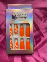 Image 1 of Nails - Long (Orange Swirl)