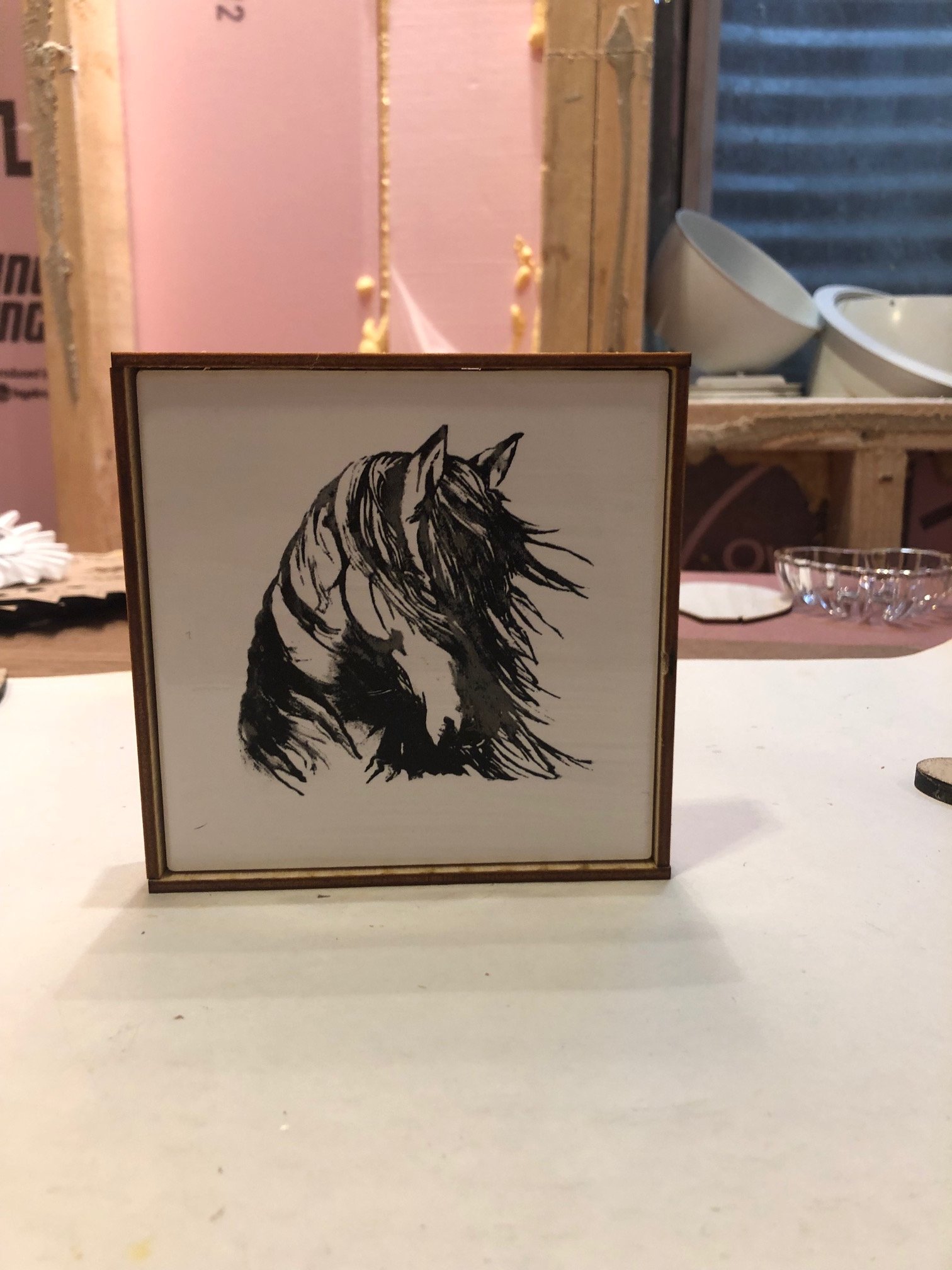 Image of Etched Tile and Frame With your picture 