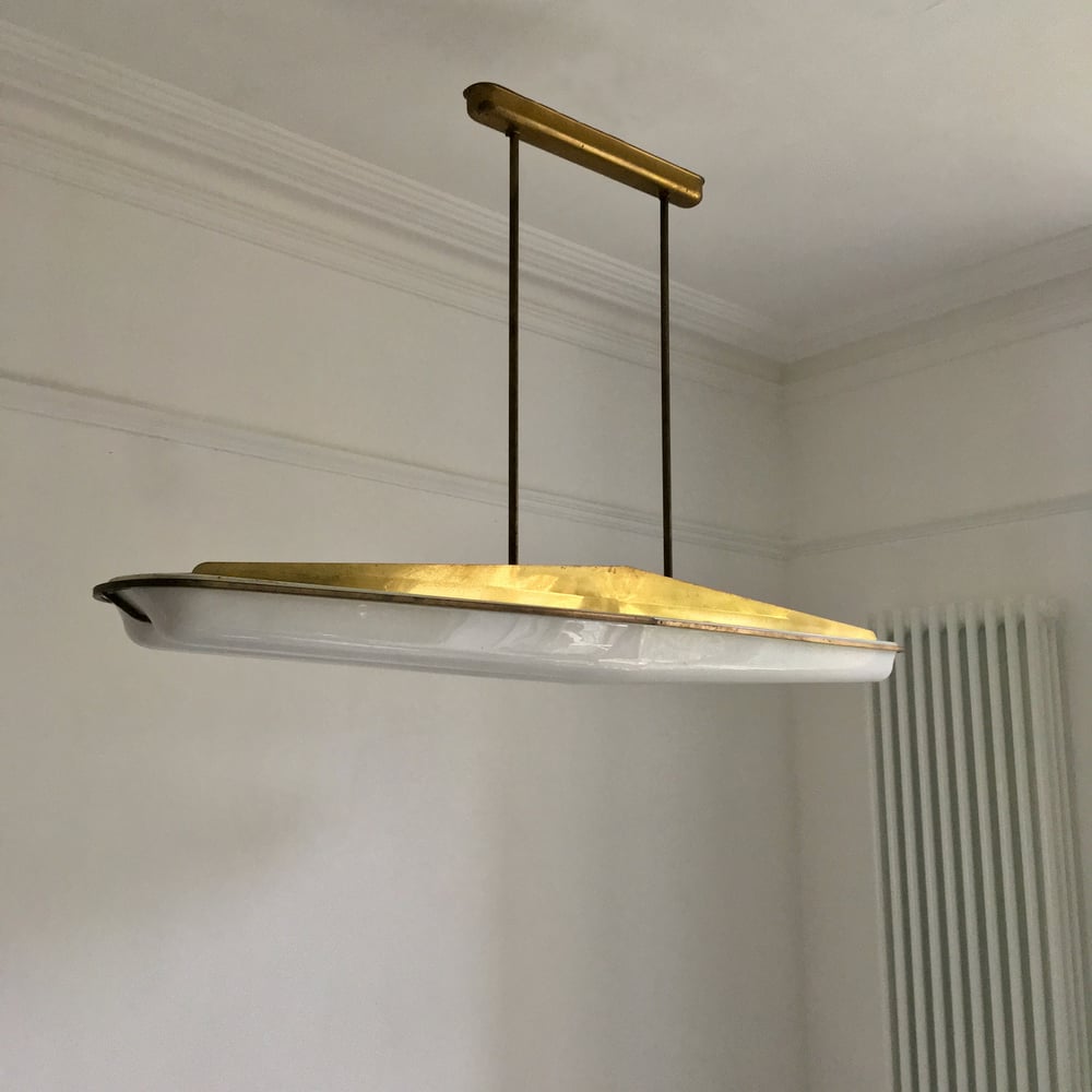 Image of Italian Pendant Light with Moulded Acrylic Shade, 1950s