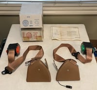 Image 1 of Camaro IROC Firebird Convertible Med Beechwood Front NOS GM Seat Belt Set LH & RH 1988 - 1991