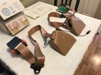 Image 2 of Camaro IROC Firebird Convertible Med Beechwood Front NOS GM Seat Belt Set LH & RH 1988 - 1991