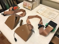 Image 3 of Camaro IROC Firebird Convertible Med Beechwood Front NOS GM Seat Belt Set LH & RH 1988 - 1991