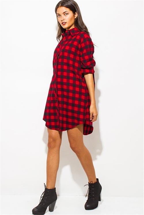 Image of Red Flannel Dress