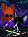 Pixi Stix Cat Bat Art Print