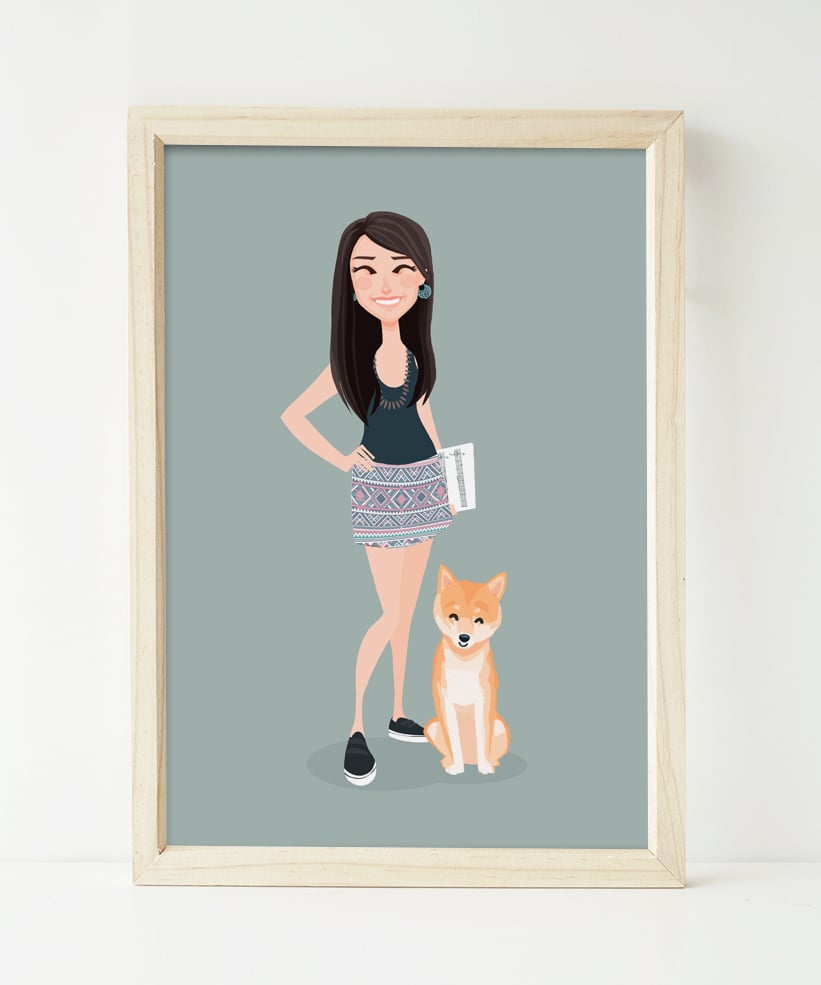 Image of 1 people and pet custom portrait