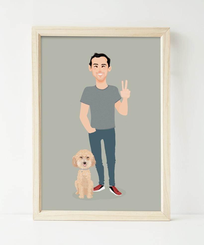 Image of 1 people and dog custom portrait