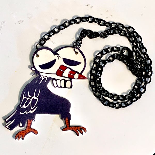 Image of Death Bird - shrink film necklace 