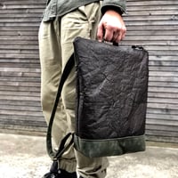 Image 1 of Vegan backpack in Piñatex™ and waxed canvas medium size
